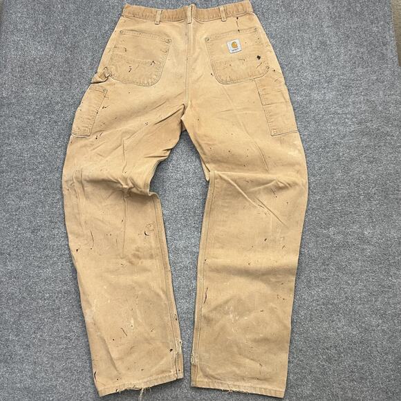 Vintage Carhartt Double Knee Work Pants Mens 36x36 Brown Distressed USA Made - Picture 3 of 14